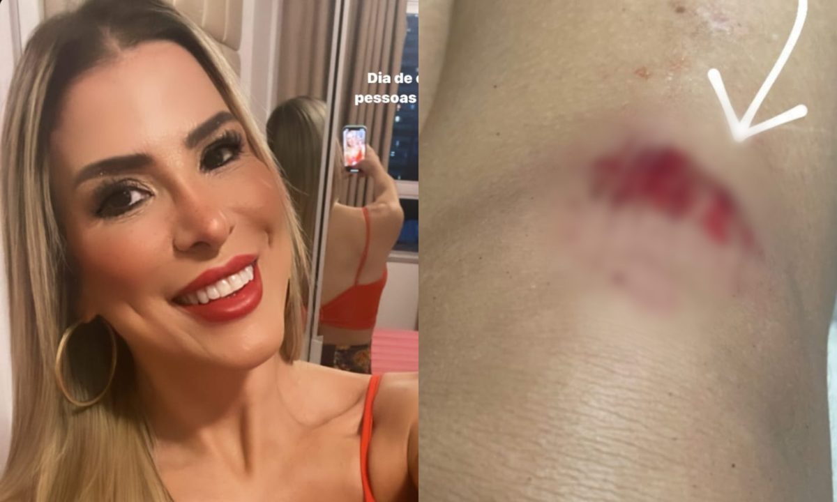 De vermelho, ex-BBB Milena Fagundes é agredida na festa da vitória do Caprichoso em Manaus