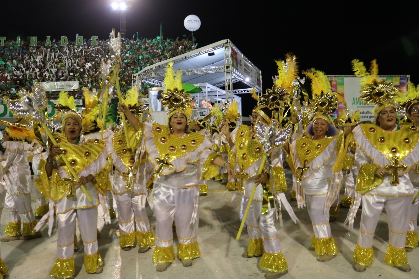 Idosos desfilam em ala da Reino Unido da Liberdade, no Carnaval de Manaus