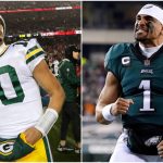 Jordan Love, QB dos Packers, e Jalen Hurts, QB dos Eagles