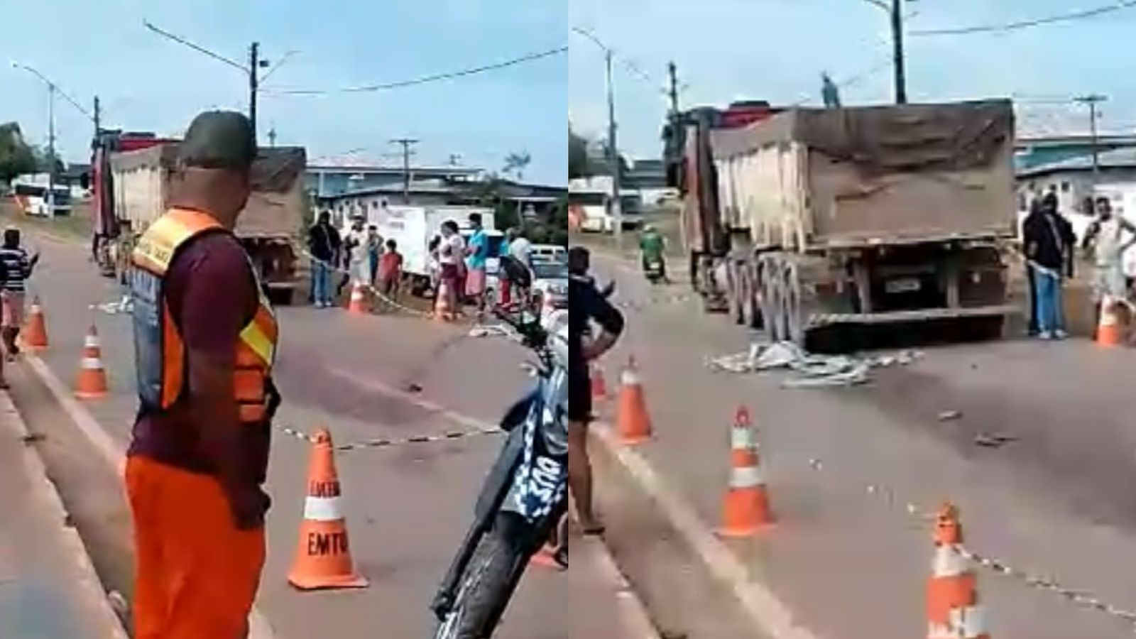 Homem é esmagado por carreta e tem pedaços do corpo espalhados no AM; IMAGENS FORTES