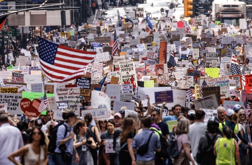 Protestos contra o presidente Donald Trump, em Nova York