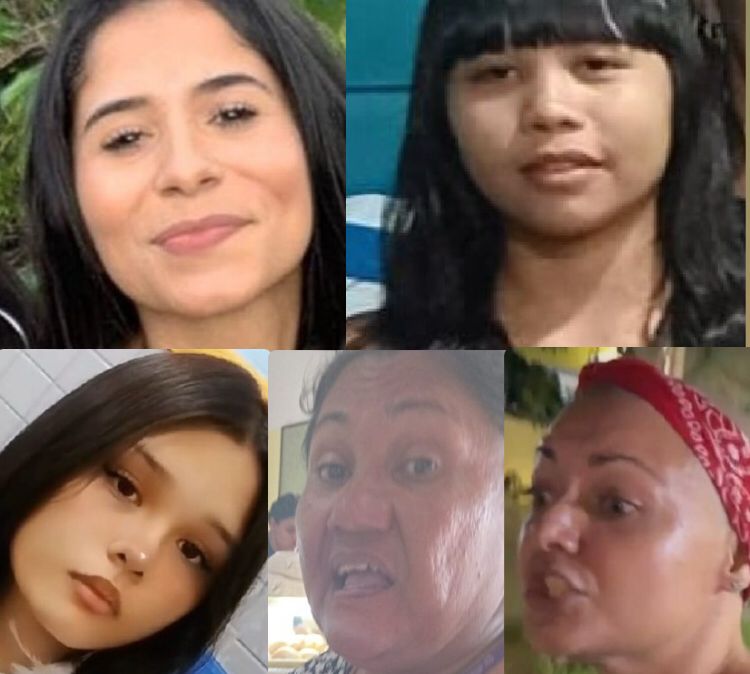 Fotos das cinco mulheres desaparecidas em Manaus divulgadas pela Polícia Civil do Amazonas.