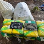 Droga e galões de combustível apreendidos pela Polícia Federal em pista clandestina em Coari, Amazonas