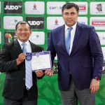 Diomedes Reis em evento oficial da Federação Internacional de Judô, após conquista da certificação IJF A