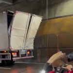 Caminhão preso em viaduto de Manaus bloqueia trânsito na passagem subterrânea