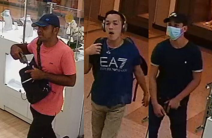 Imagens de câmeras de segurança mostram suspeitos de assalto a joalheria no Amazonas Shopping