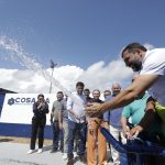 Governador Wilson Lima durante inauguração de poço e reservatório de água em Manaquiri