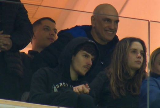 Alexandre de Moraes no estádio durante o jogo entre Corinthians e Palmeiras