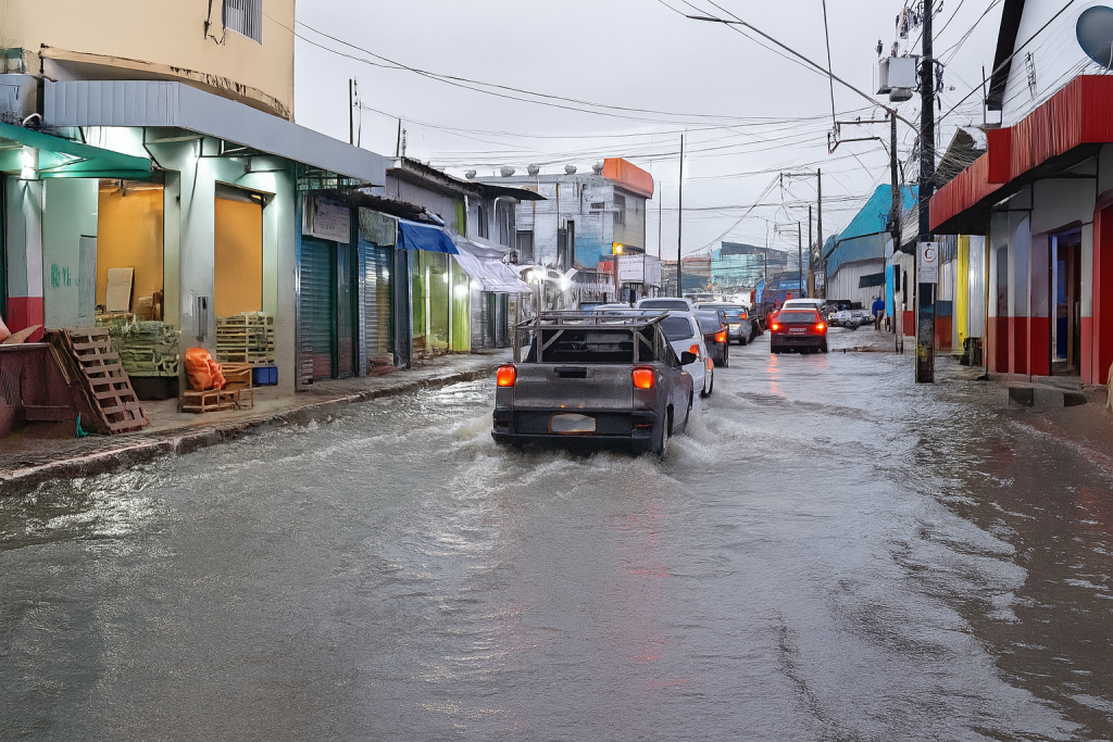 Centro de Manaus tem ruas alagadas pela enchente do rio Negro (Foto: Reprodução)
