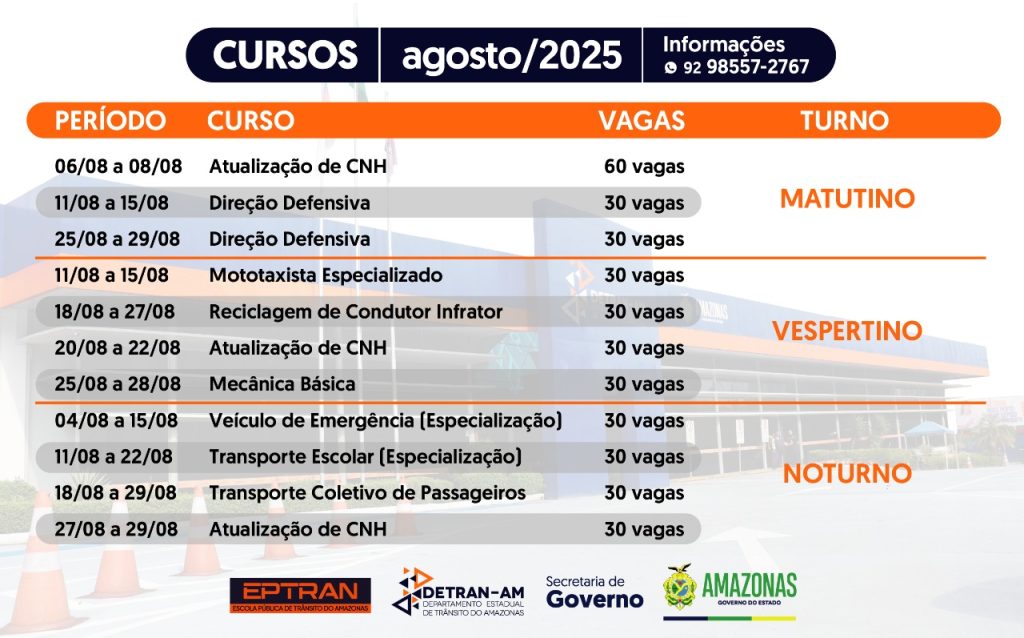 Cursos gratuitos do Detran Amazonas