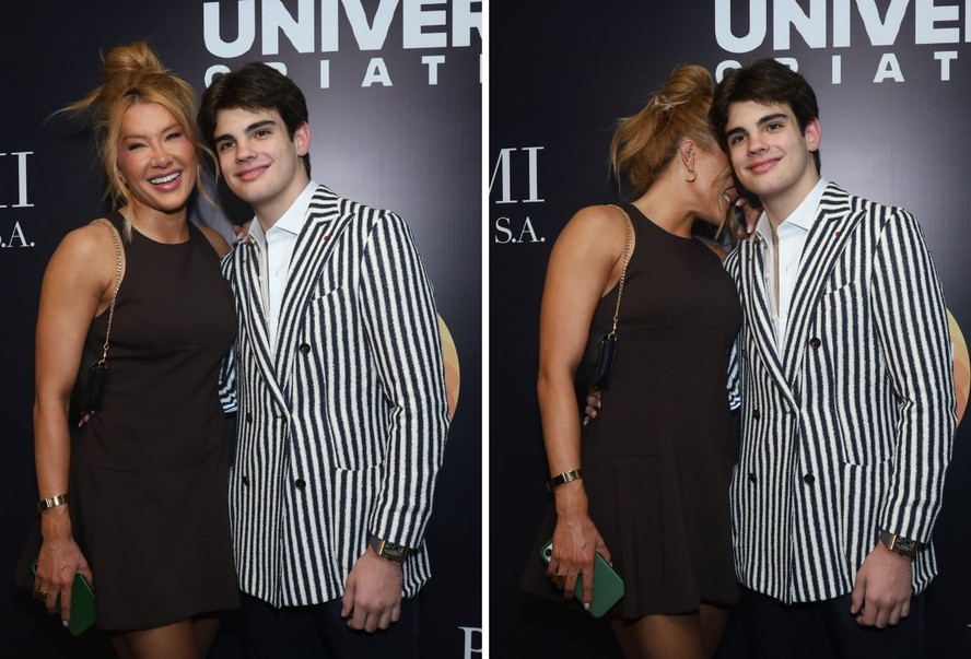 Filho caçula de Faustão aparece com ex-bailarina do pai em festa do irmão