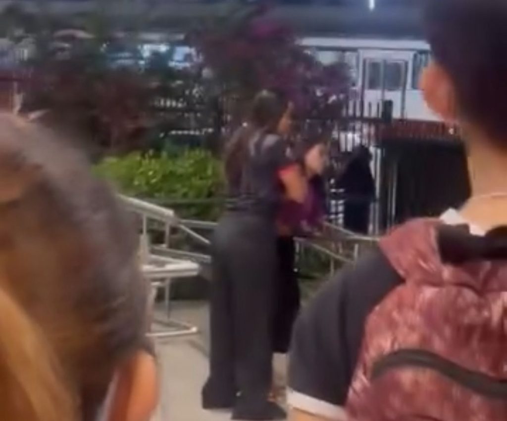 Mulher sendo contida por funcionária em loja de maquiagem no Shopping Grande Circular