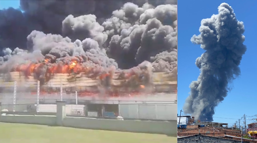 VÍDEO: Fábrica pega fogo e fumaça é vista de longe em Manaus