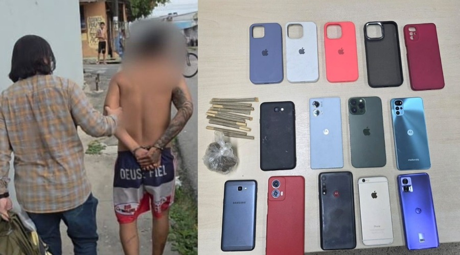 Homem com mais de 23 BOs é preso por roubo de celulares e tráfico em Manaus
