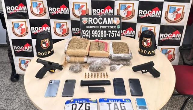 Quadrilha é presa com tabletes de droga, armas de fogo e carro furtado em Manaus