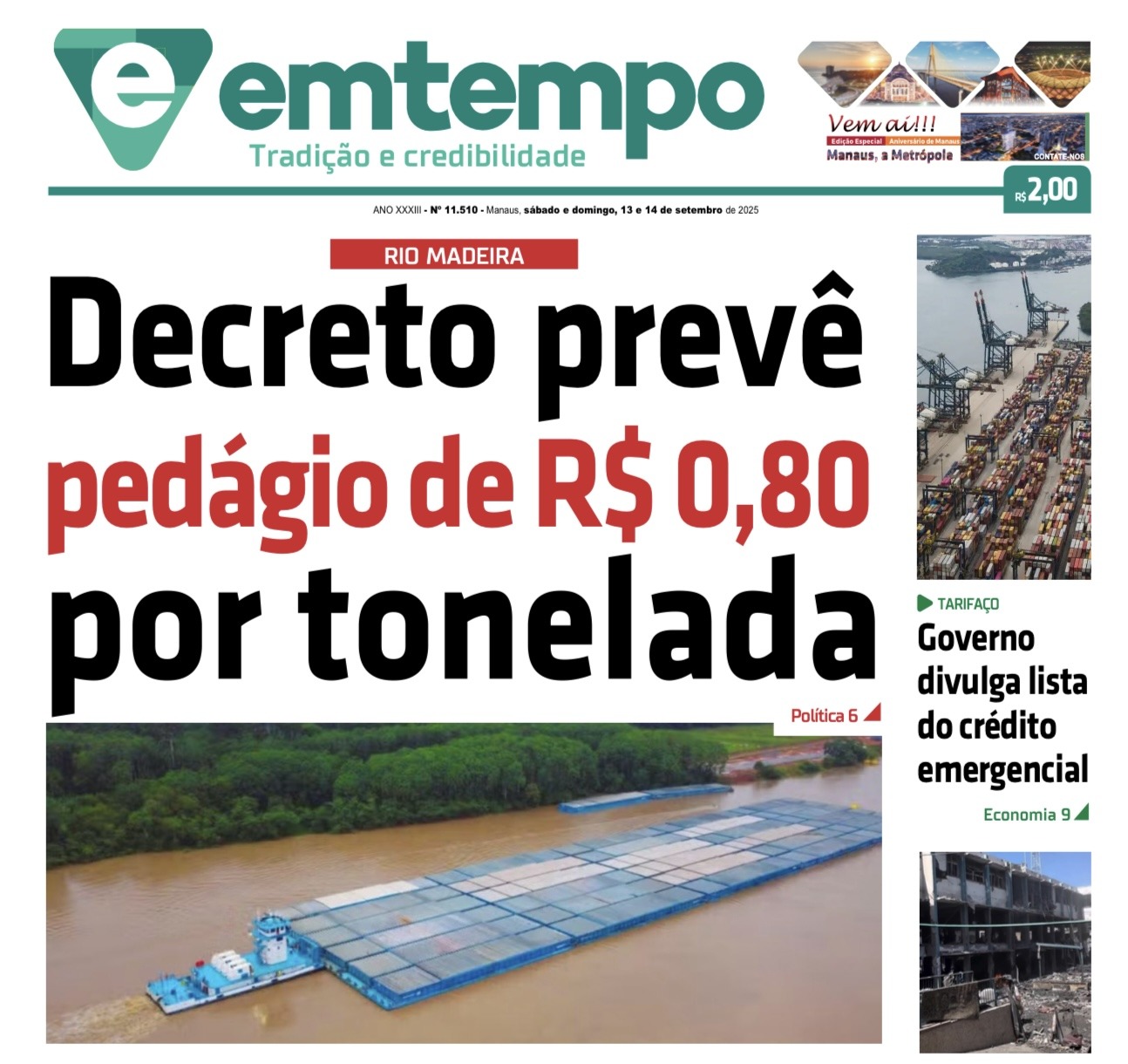 Jornal Em Tempo – sábado e domingo, 13 e 14 de setembro de 2025
