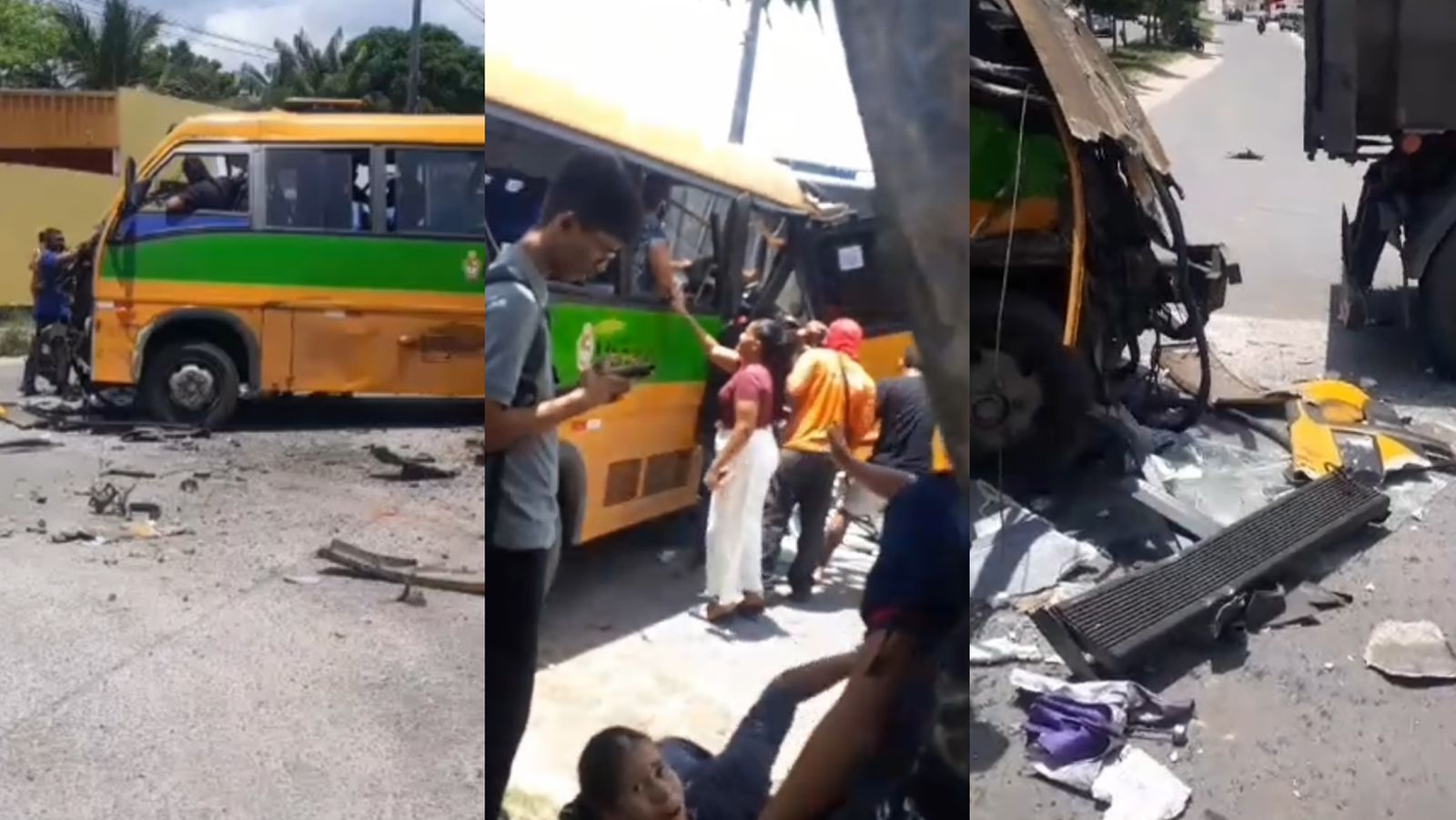 ‘Amarelinho’ colide com caçamba e deixa passageiros feridos em Manaus