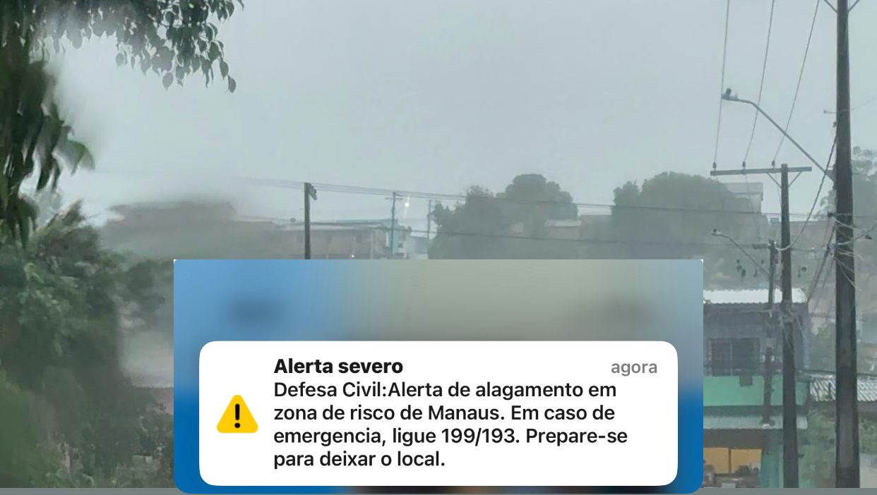Defesa Civil emite alerta sonoro devido à forte chuva em Manaus