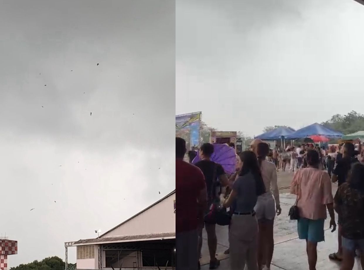 Ventania causa destelhamento e assusta visitantes na Base Aérea de Manaus