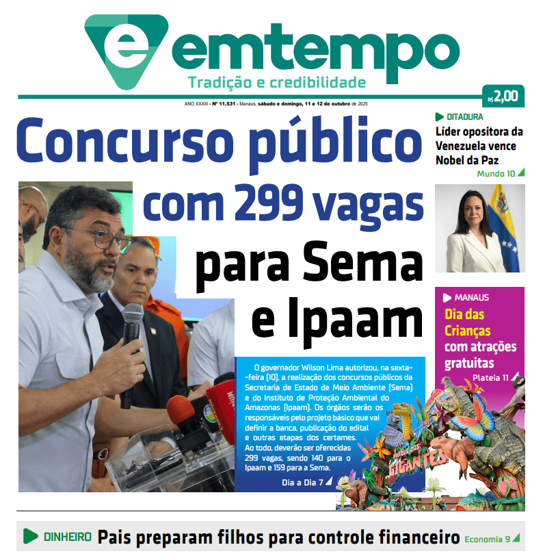 Jornal Em Tempo – sábado e domingo, 11 e 12 de outubro de 2025