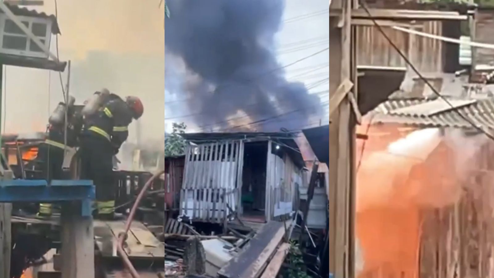 Cadela morre carbonizada em incêndio que destruiu casas em Manaus