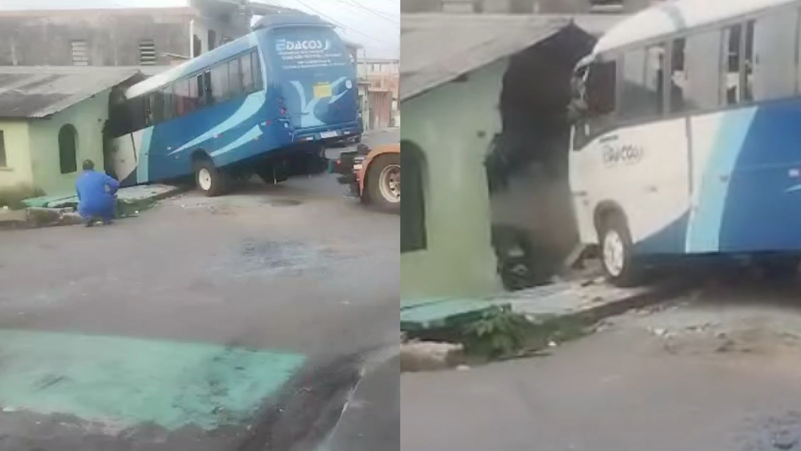 VÍDEO: Micro-ônibus invade residência com morador dormindo em Manaus