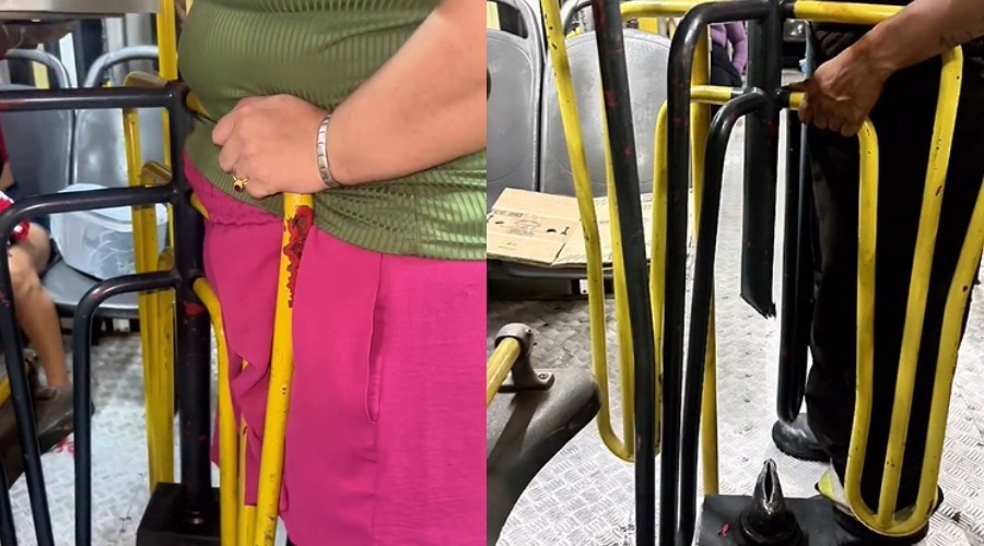 VÍDEO: Bombeiros resgatam passageira presa em catraca de ônibus em Manaus