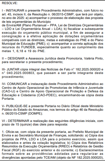 FONTE: Diário Oficial do MP-AM