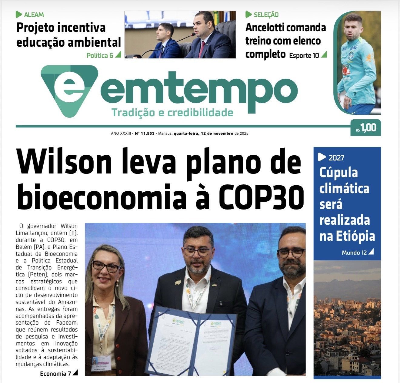 Jornal Em Tempo – quarta-feira, 12 de novembro de 2025