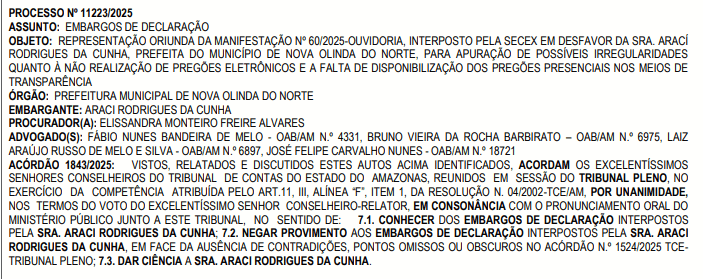 Fonte: Diário Oficial do TCE-AM