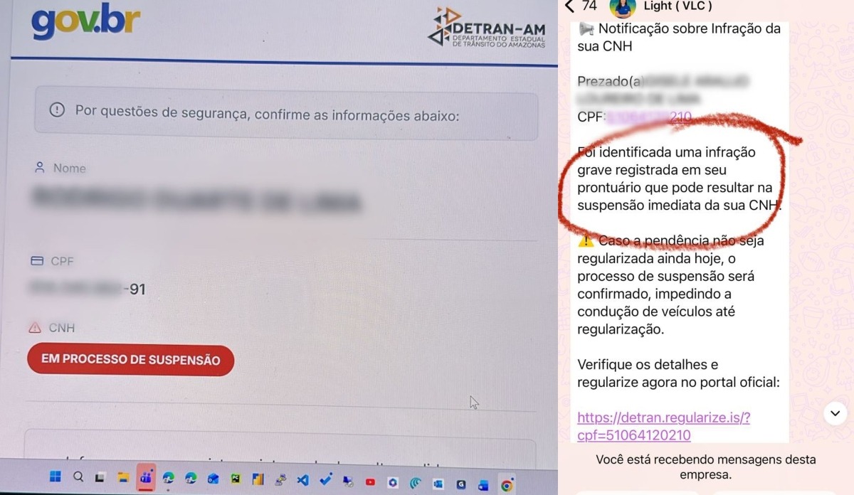 Golpe no WhatsApp: criminosos simulam multas e suspensão da CNH no Amazonas