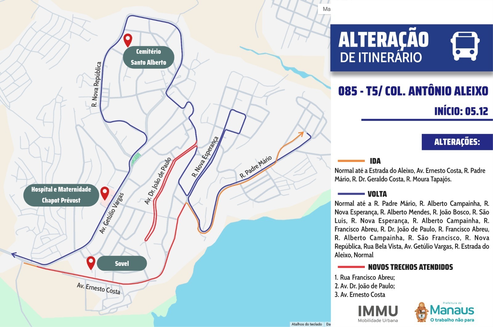 Linha 085 amplia percurso e passa a atender novas vias na Zona Leste
