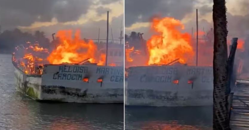 Barco de luxo é incendiado após proprietário negar pagamento à facção