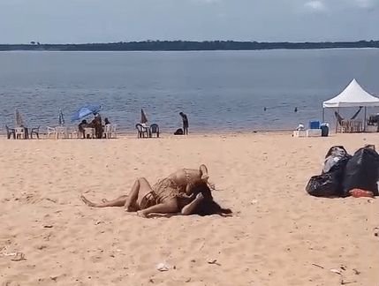 VÍDEO: Briga entre mulheres vira pancadaria geral em praia no AM