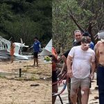 Avião de pequeno porte cai em praia após a Ponte Rio Negro, em Manaus