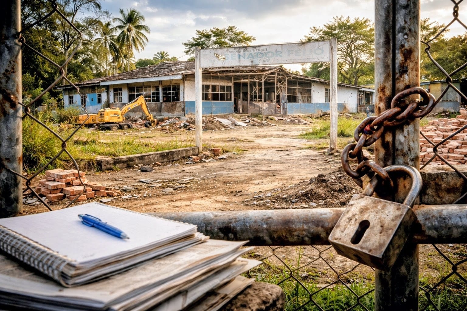 Cobrança pública reacende obra de escola em Campinas do Norte após denúncia de abandono