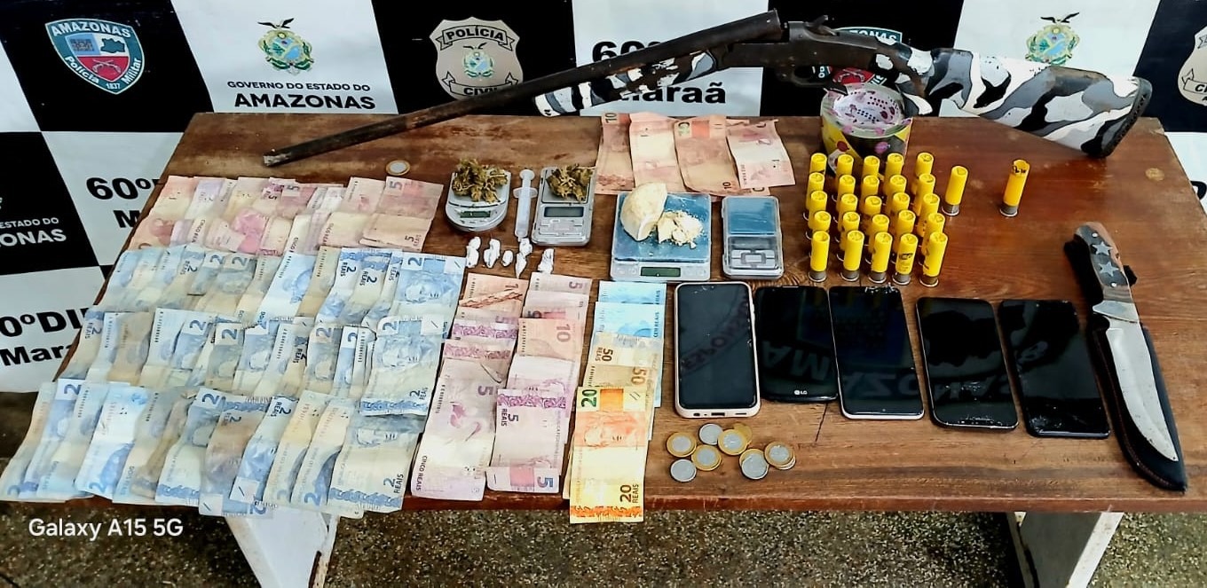 Dupla é presa em Maraã com drogas, munições e arma de fogo