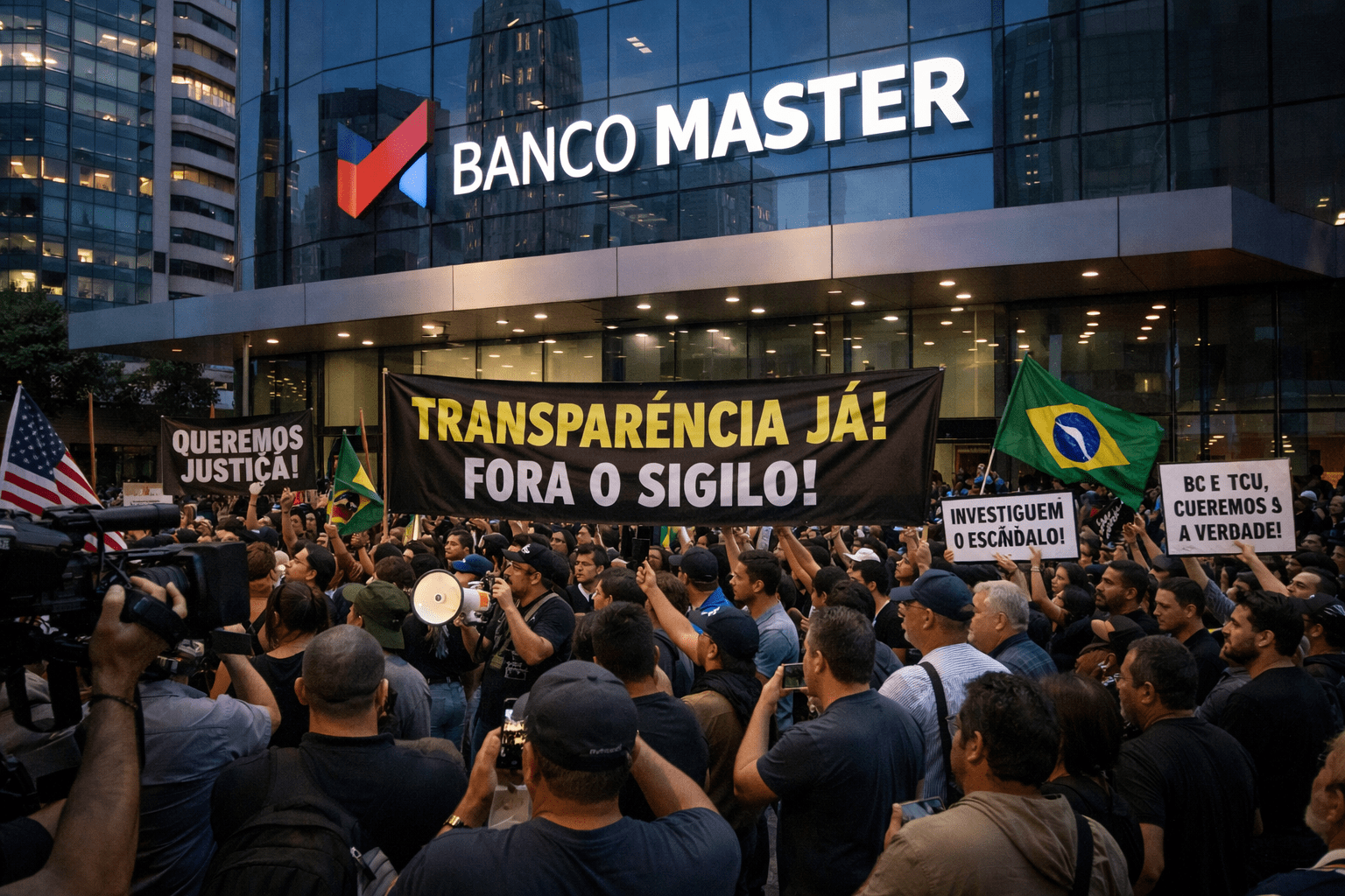 Banco Master: manifestação cobra respostas sobre rombo bilionário e sigilo em investigação