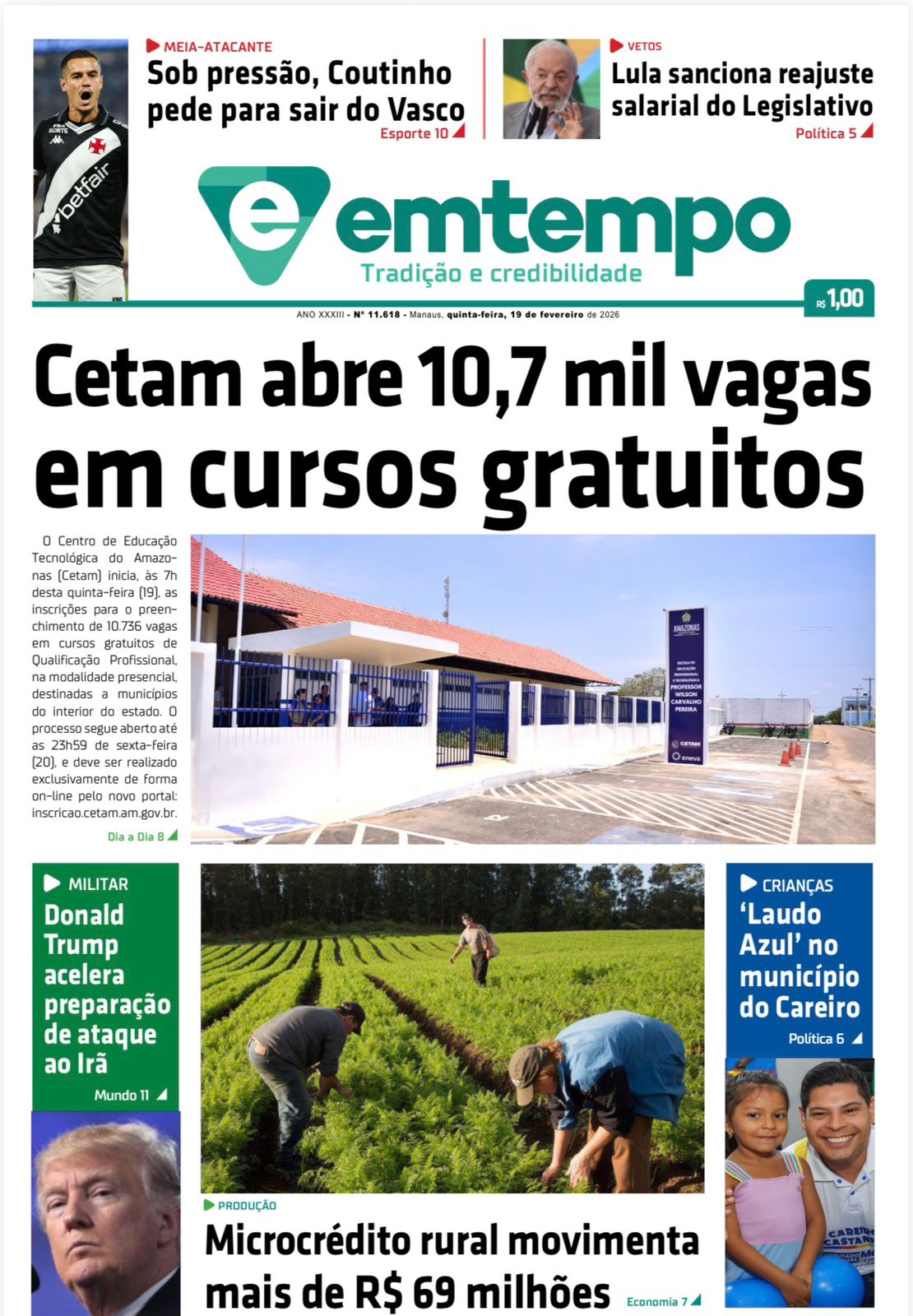 Jornal Em Tempo – quinta-feira, 19 de fevereiro de 2026