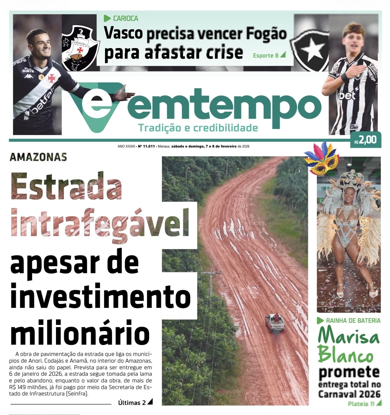 Jornal Em Tempo – sábado e domingo, 7 e 8 de fevereiro de 2026