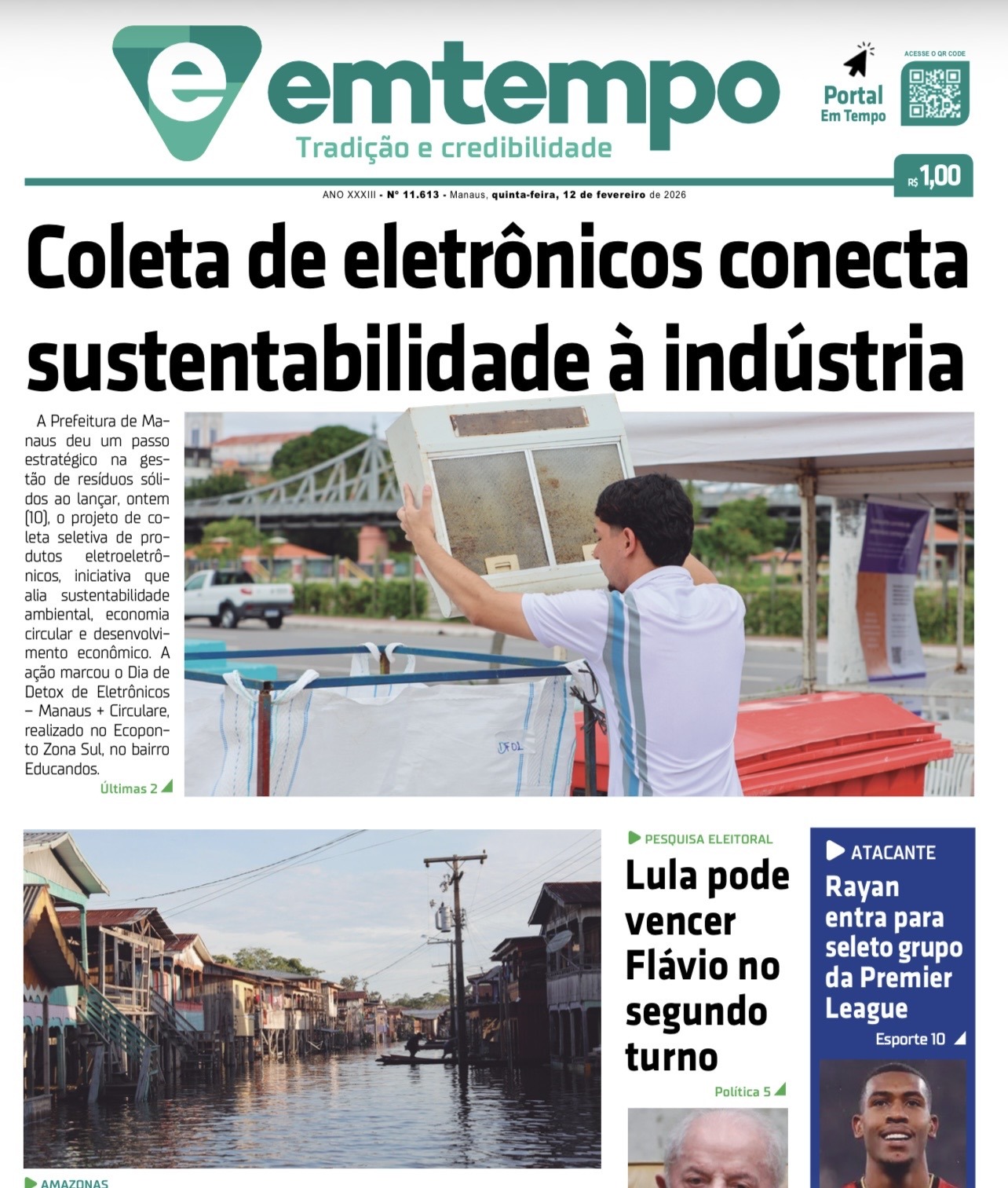 Jornal Em Tempo – quinta-feira, 12 de fevereiro de 2026