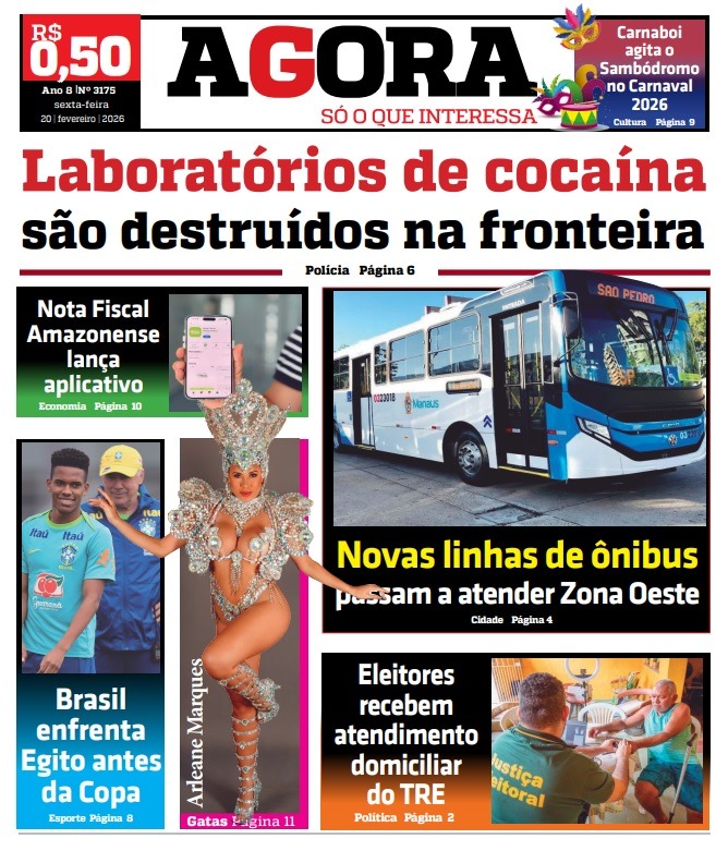 Jornal AGORA – sexta-feira, 20 de fevereiro de 2026