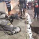 VÍDEO: Cavalo e policial caem após animal se assustar e bater em poste em Manaus