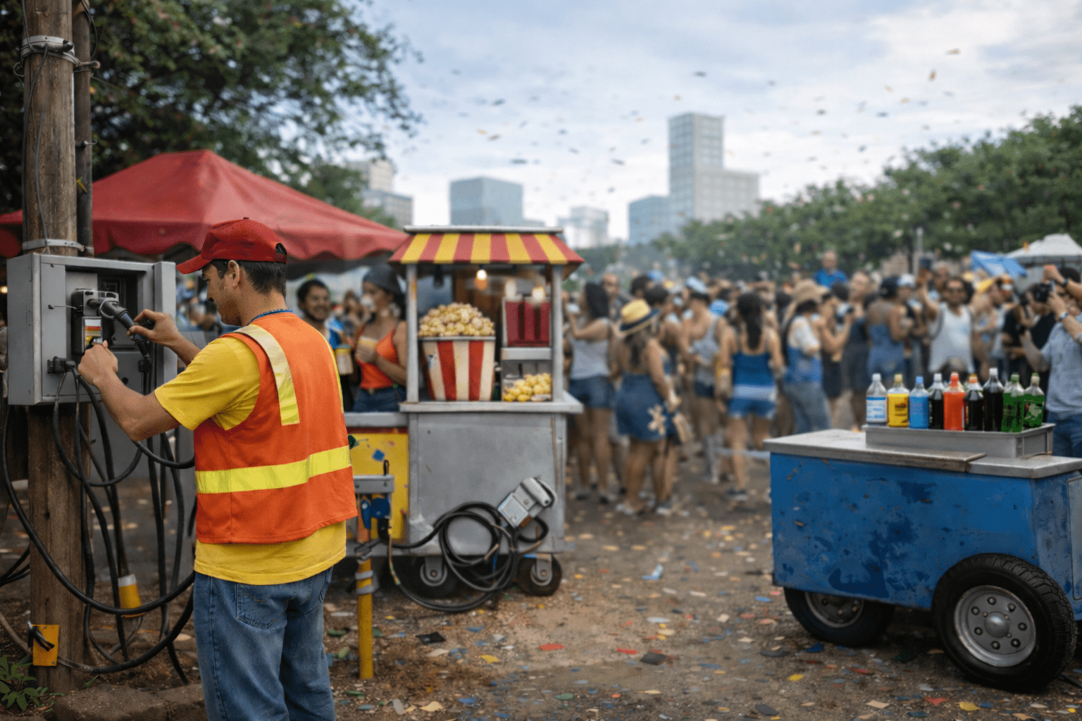 Ambulantes devem seguir regras para ligação elétrica nos blocos