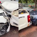 Vídeo: Motorista na contramão provoca acidente com caminhonete na Djalma Batista