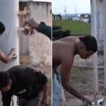 Capitão da PM faz integrantes do CV apagarem pichações do grupo criminoso no Ceará