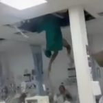 VÍDEO: Paciente em surto tenta fugir por duto de ventilação e cai do teto em hospital no RJ