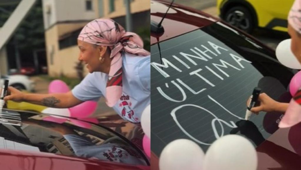 Assistente social comemora última quimioterapia e recebe buzinaço de apoio em Manaus