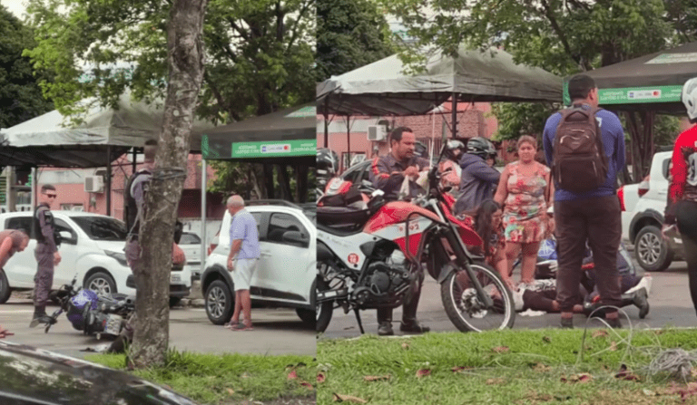 Motociclista sofre fratura na perna após colisão com carro na Lírio do Vale, em Manaus