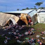 Caminhão carregado de refrigerantes tomba na AM-010